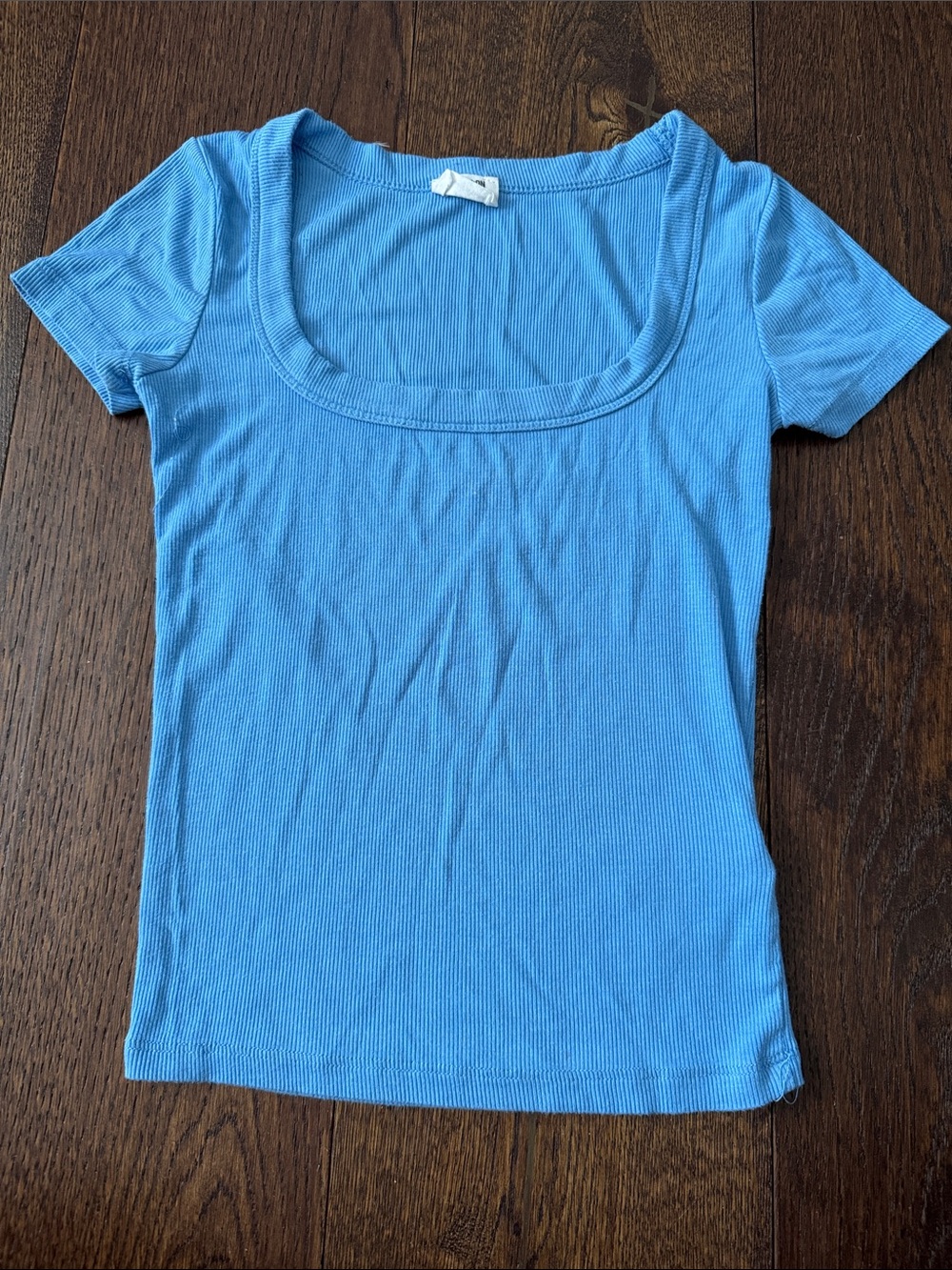 Cotton On Short Sleeve Scoop neck Ribbed Tee - Sky Blue size XS